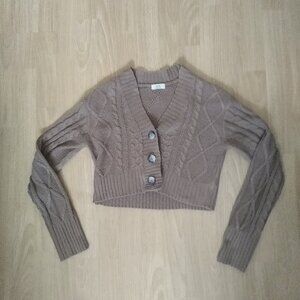 Ardene Brown Knit Cardigan Size Small